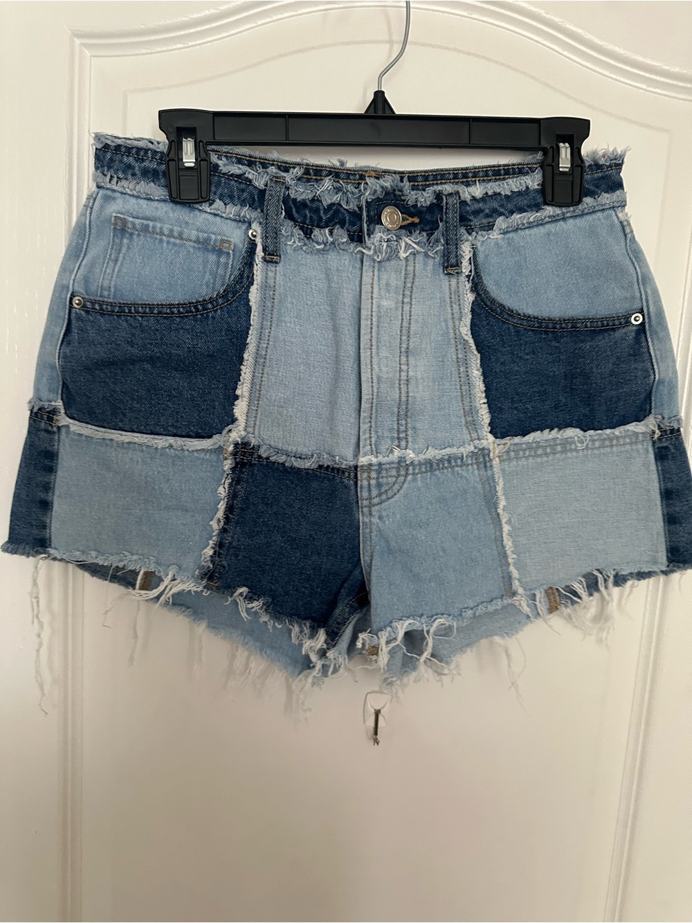 Wild Fable Patchwork Highest Rise Cutoff Denim Shorts Size 8 - Picture 2 of 7
